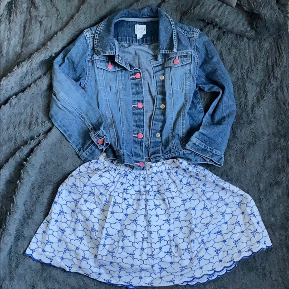 💕 Outfit! Lands End skirt and Talbots jean jacket